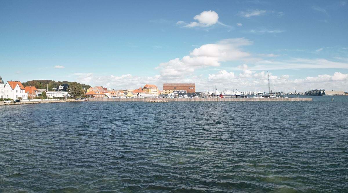 Billede af de fremtidige forhold på havneparken set fra vest mod øst