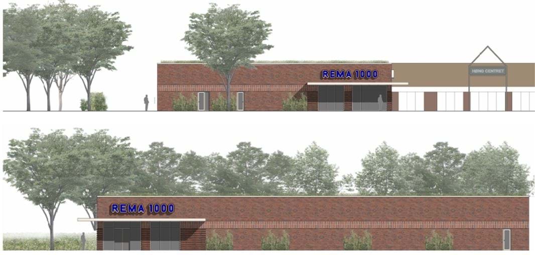 Fig. 5. Eksempel på facadeudtryk mod Slagelsevej og mod parkeringspladsen